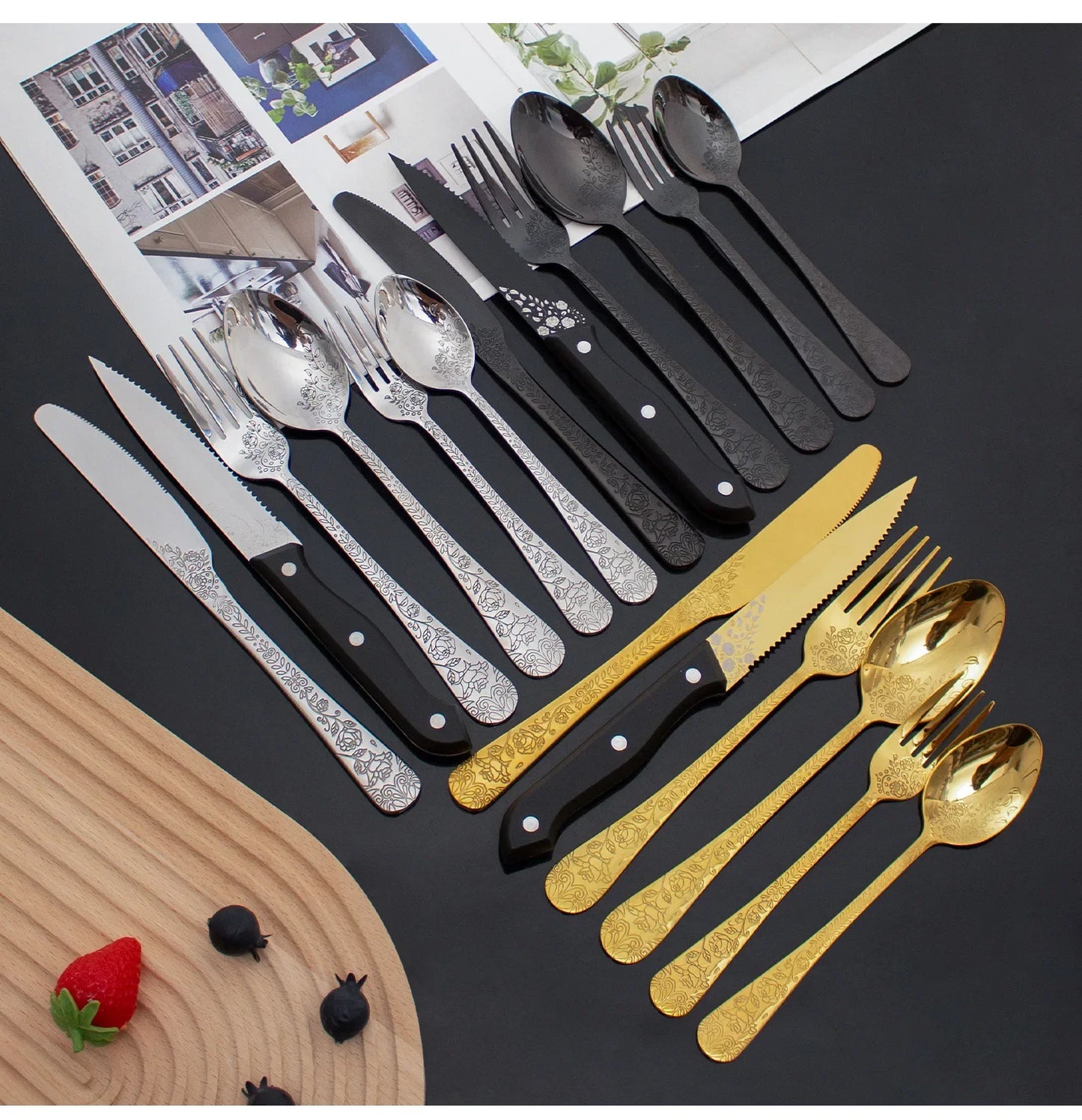 48-Delige Bestekset met Patroon Roestvrij Staal in Geschenkdoos