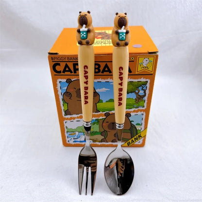 Capybara Bestekset Vork en Lepel Roestvrij Staal