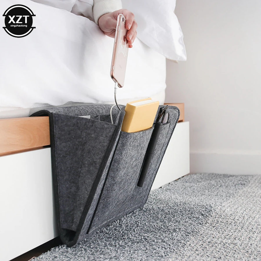 Felt Bedside Organizer for Phone and Magazine