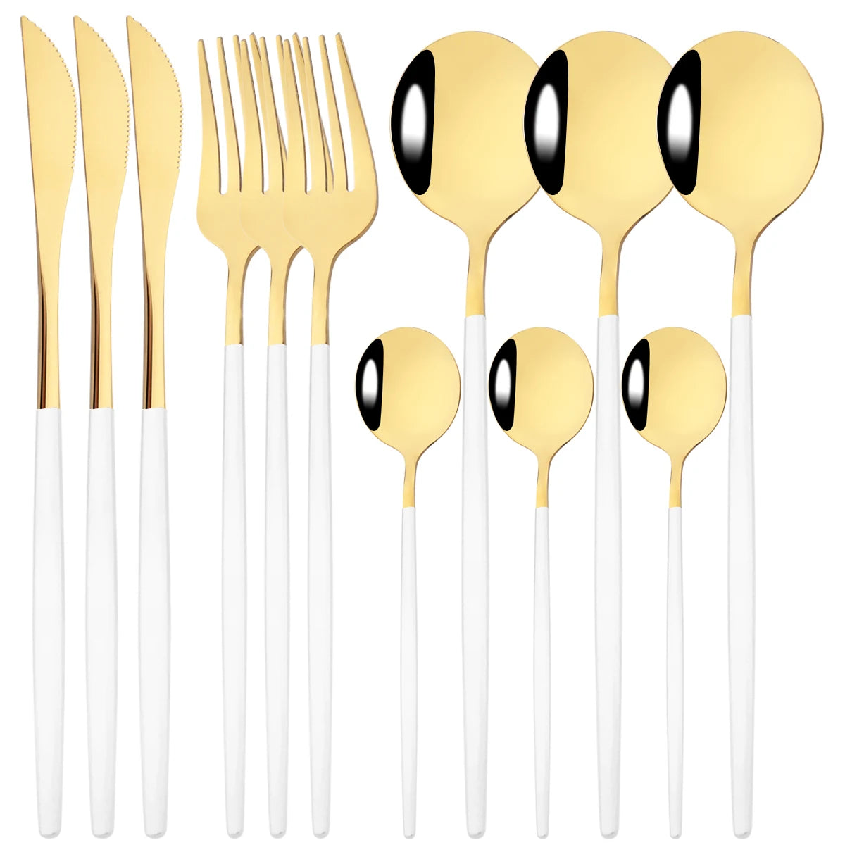 HELOTIC 12-delige Bestekset Zwart Goud Roestvrij Staal