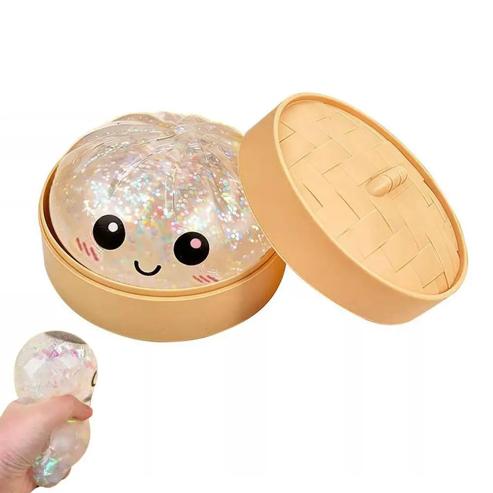 Kleurrijke Dumpling Stressbal Fidget Toy met Stoommandje
