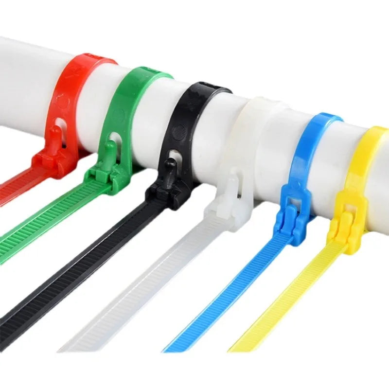 Kabelbinders / tieribs nylon herbruikbaar loskoppelbaar gemengde kleuren