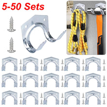 Set van 5 Dubbele Gietijzeren Wandhaken voor Gereedschap