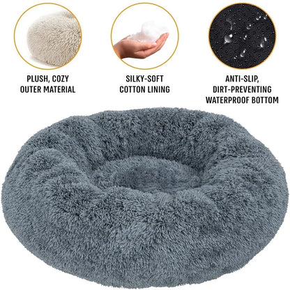Huisdierbed rond pluche machinewasbaar Ø40-90 cm