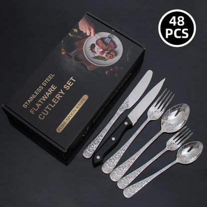 48-Delige Bestekset met Patroon Roestvrij Staal in Geschenkdoos