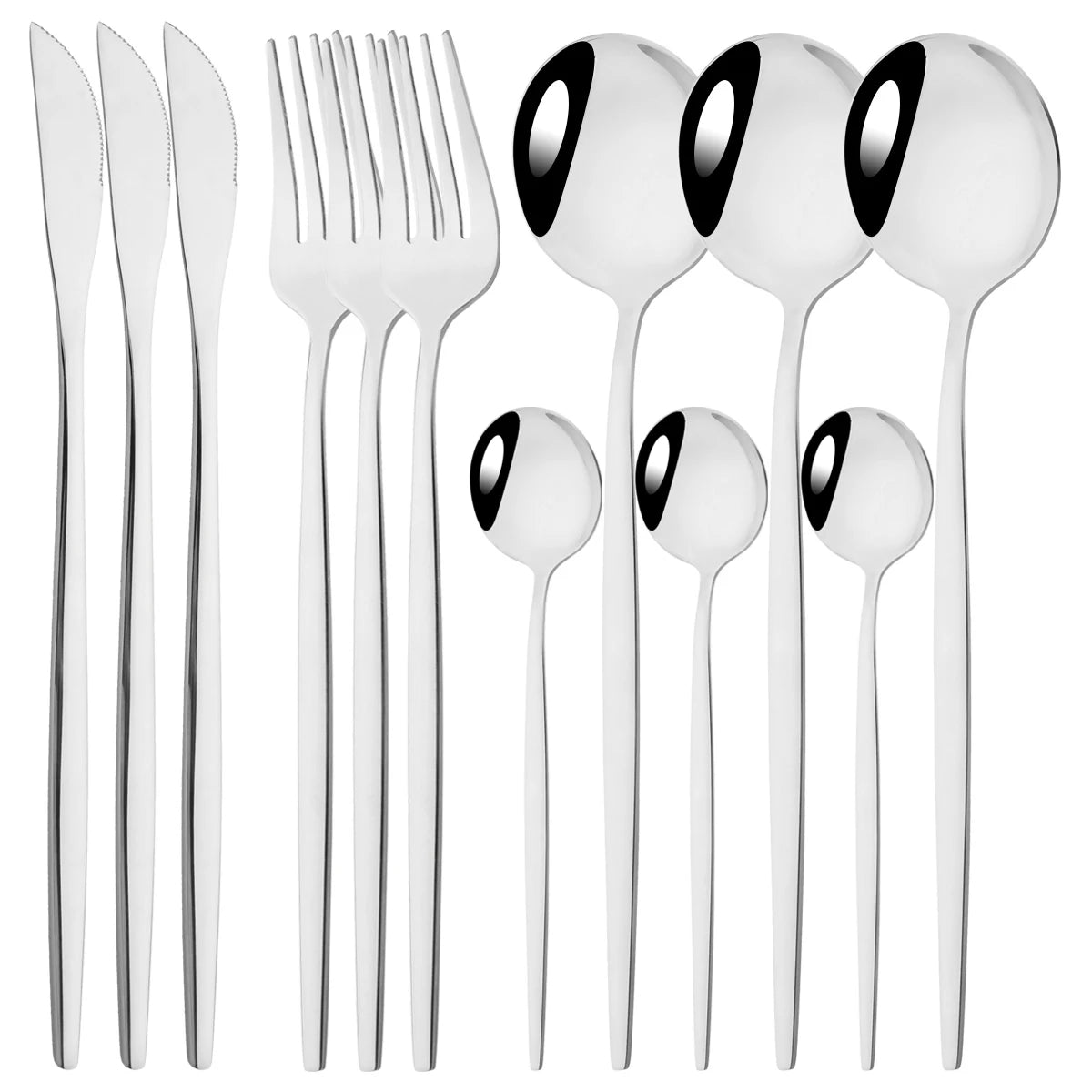 HELOTIC 12-delige Bestekset Zwart Goud Roestvrij Staal