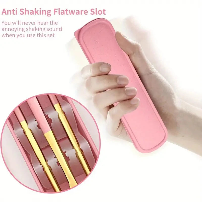 Huismerk Roestvrijstalen Bestekset 4-delig met Opbergzak