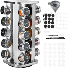 Draaibaar kruidenrek met 20 potjes van 100 ml en roestvrijstalen carrousel