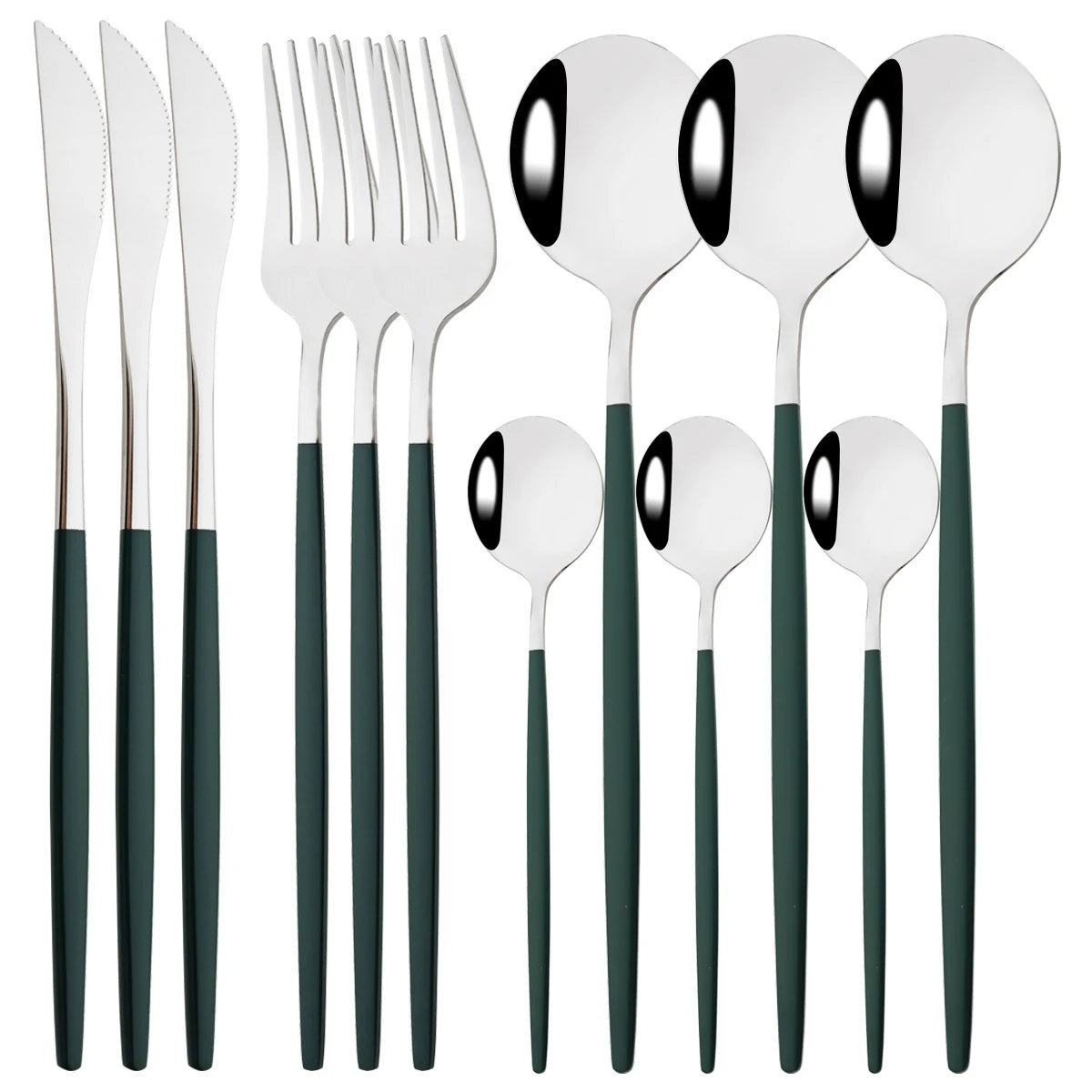 HELOTIC 12-delige Bestekset Zwart Goud Roestvrij Staal