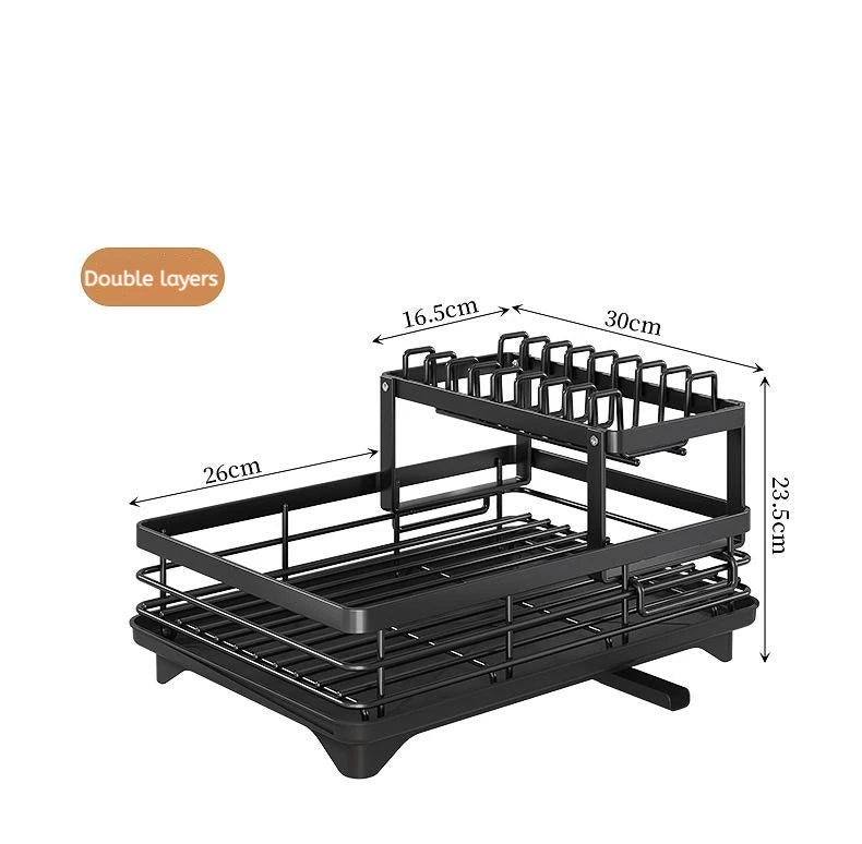 Adjustable Dish Drying Rack Over Sink with Swivel Spout