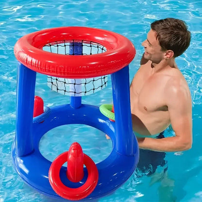Opblaasbaar Water Basketbal & Ring Werpspel voor Kinderen met Bal en Ringen