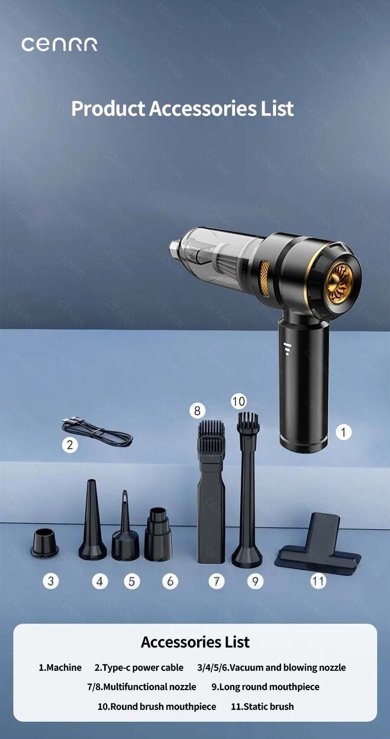 Compact Cordless Handheld Vacuum Cleaner for Car and Home