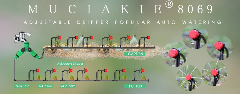 MUCIAKIE 4/2-Wegen Druppel Irrigatiesysteem