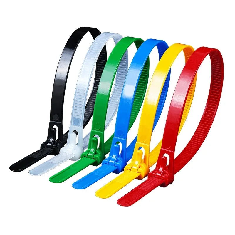 Kabelbinders / tieribs nylon herbruikbaar loskoppelbaar gemengde kleuren