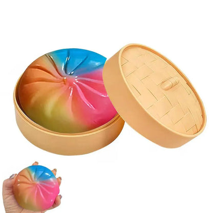 Kleurrijke Dumpling Stressbal Fidget Toy met Stoommandje