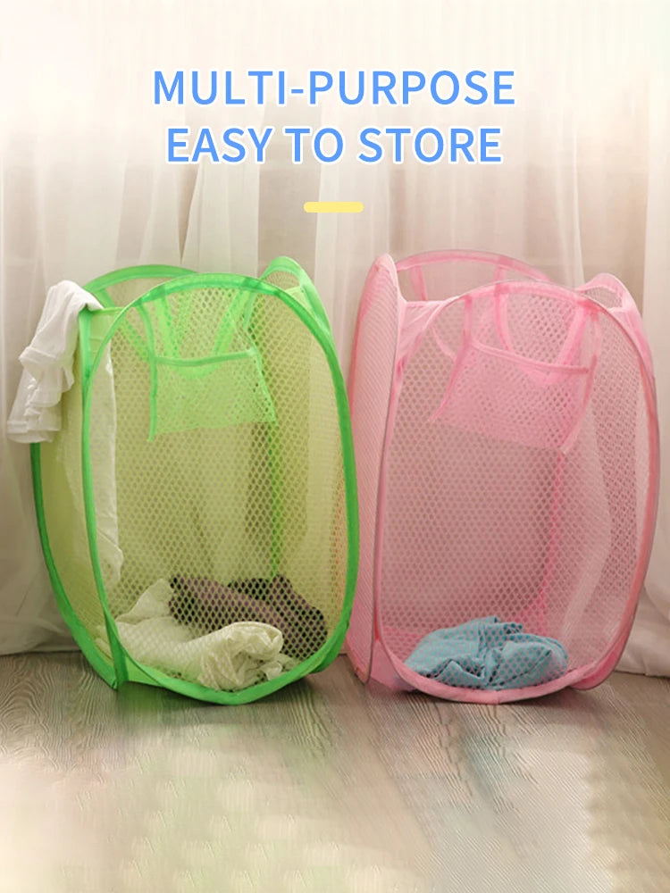 Wasmand opvouwbaar mesh 40x40x70 cm katoen