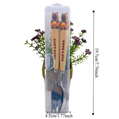 Capybara Bestekset Vork en Lepel Roestvrij Staal