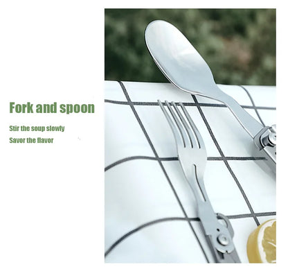 Opvouwbare Bestekset RVS met Blikopener voor Outdoor