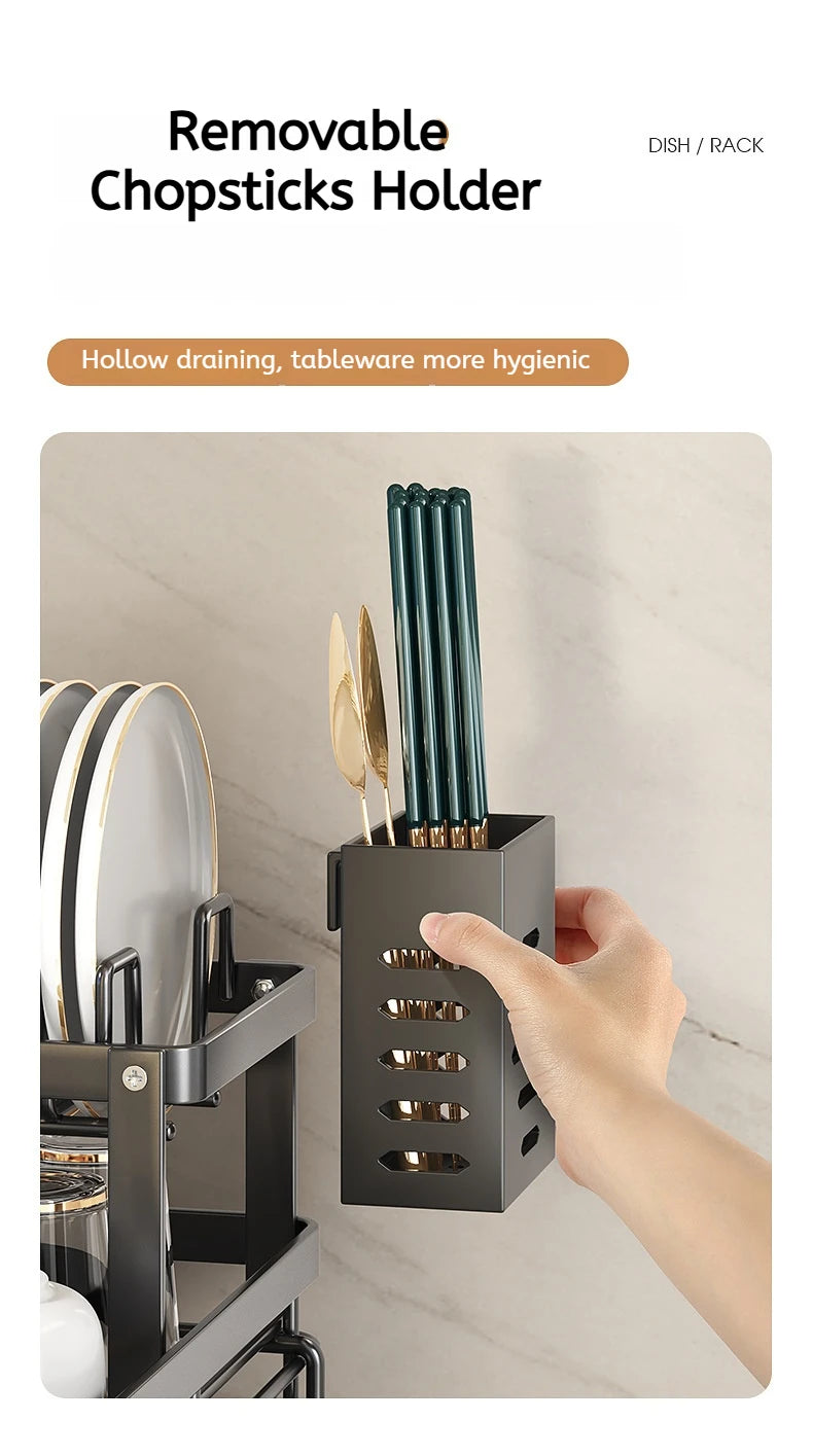 Adjustable Dish Drying Rack Over Sink with Swivel Spout