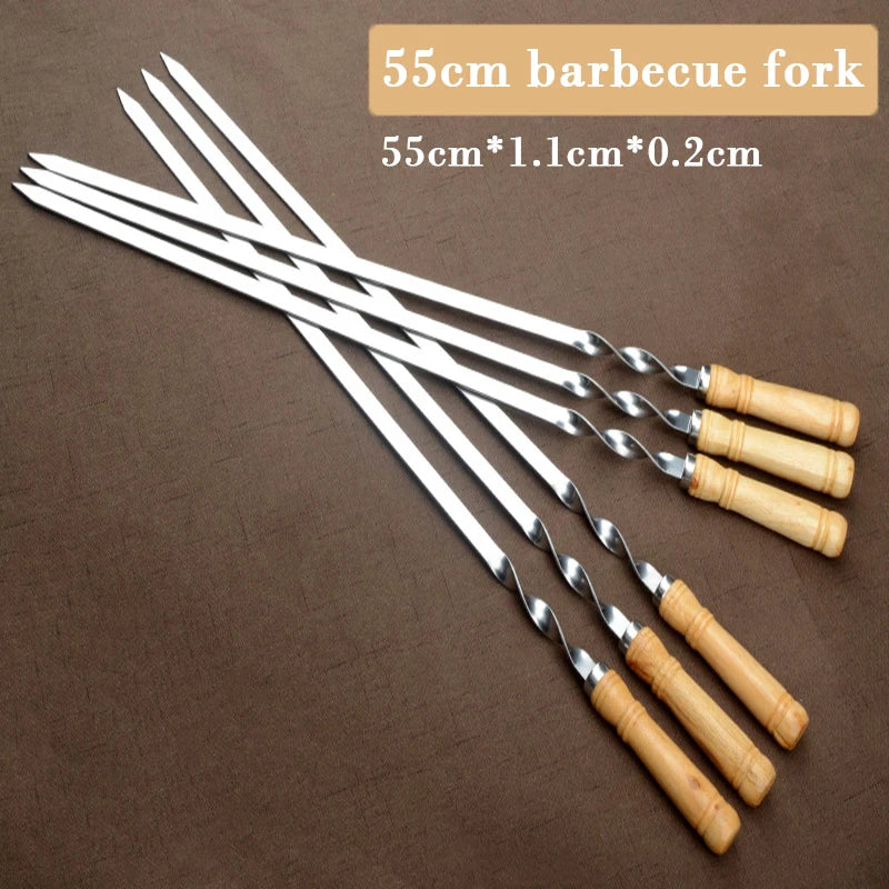 55 cm BBQ Skewers with Long Handle - Reusable Stainless Steel