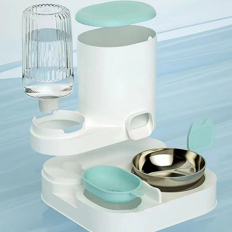 Integrated Food and Water Bowl for Cats and Dogs | Plastic