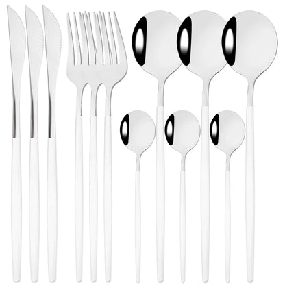 HELOTIC 12-delige Bestekset Zwart Goud Roestvrij Staal