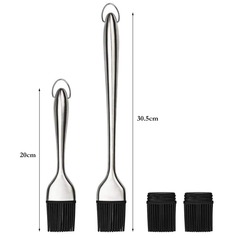 Silicone Brush with Stainless Steel Handle for Baking, Cooking, and BBQ