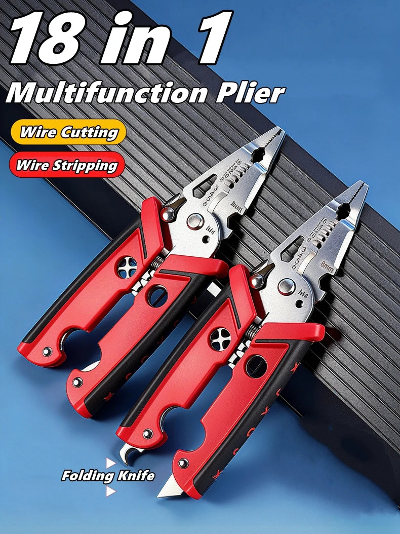 Elektricienstang 18-in-1 draadstripper knipper krimptang