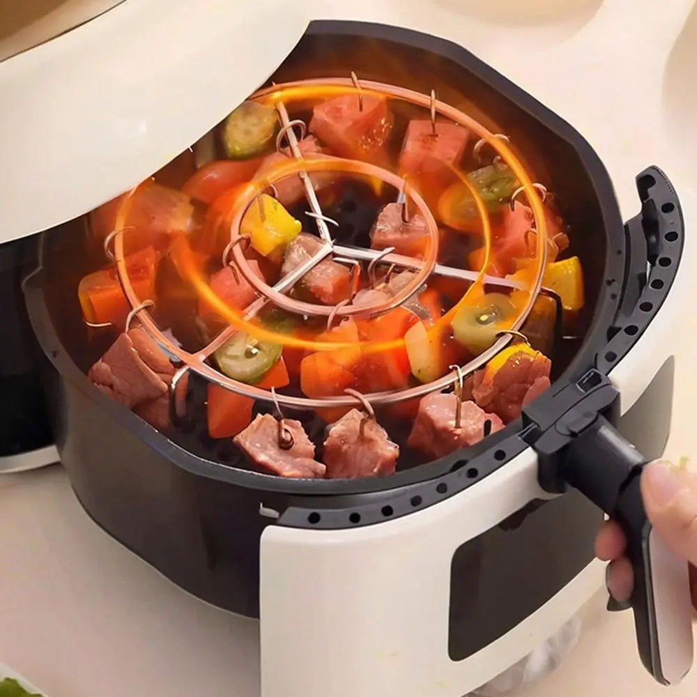 Airfryer spiesjesrek rond roestvrij staal