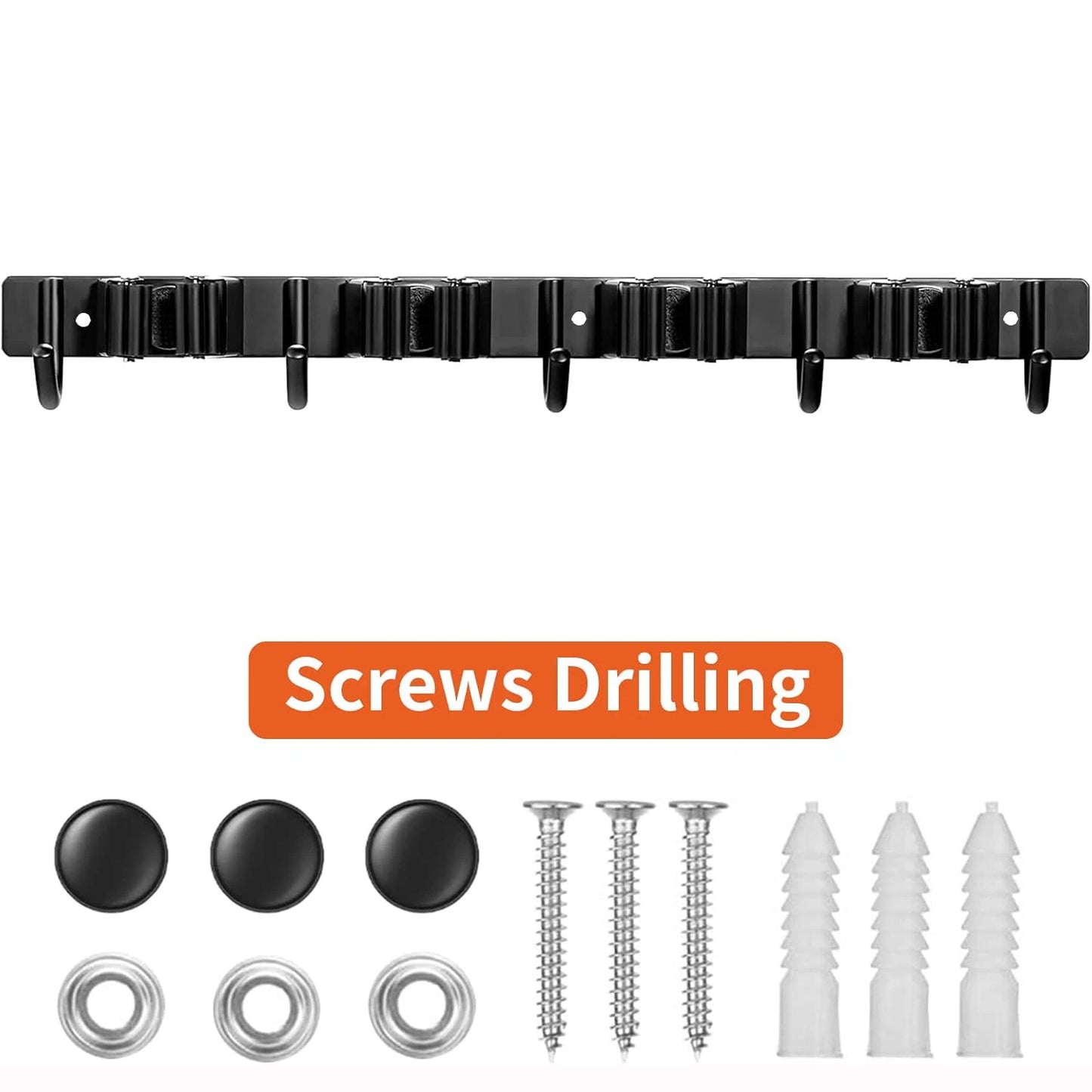 Metalen wandrek met 4 vakken en 5 haken