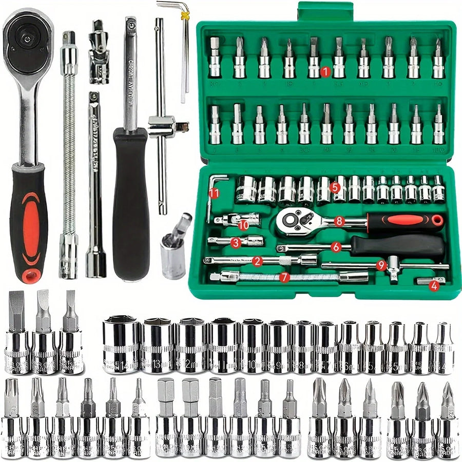 Dopset 46-delig 1/4 inch autogereedschap