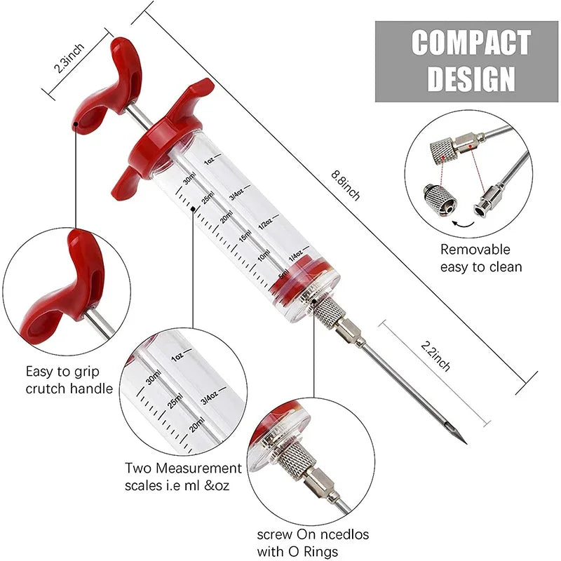 Vlees marinade injector 3 rvs naalden