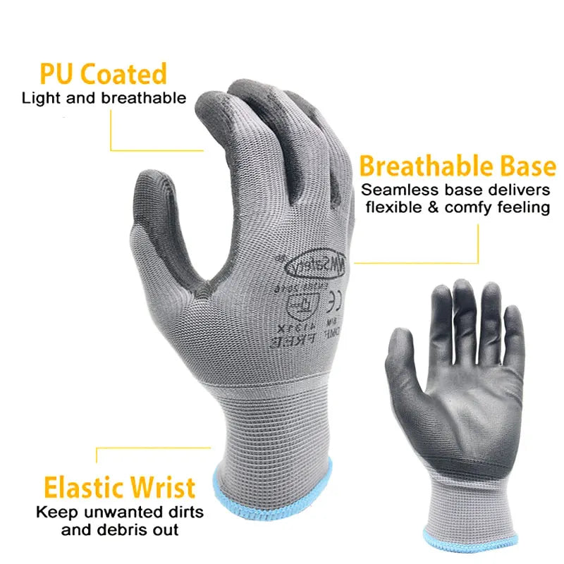 Werkhandschoenen PU-coating 12 paar