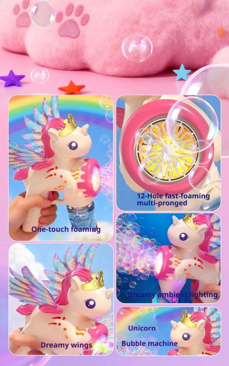Bellenblaaspistool elektrisch unicorn LED