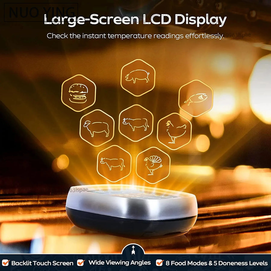 Digital Meat Thermometer with Waterproof Stainless Steel Probe for Oven and BBQ