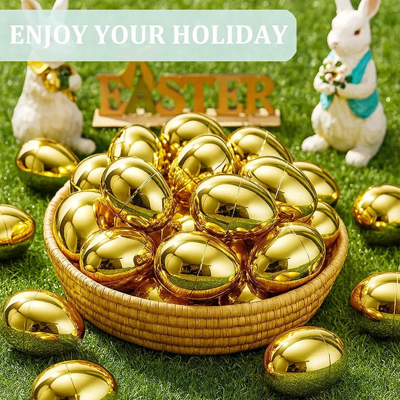 Paaseieren goudkleurig vulbaar 6 stuks