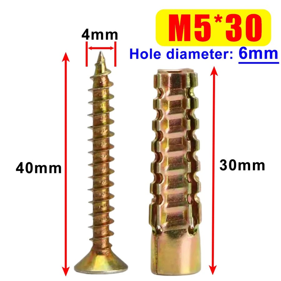 Muurankers staal M5 M6 M8 met schroeven