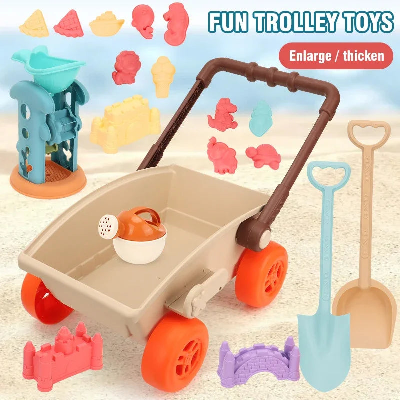 Beach playset with trolley for children 3-6 years