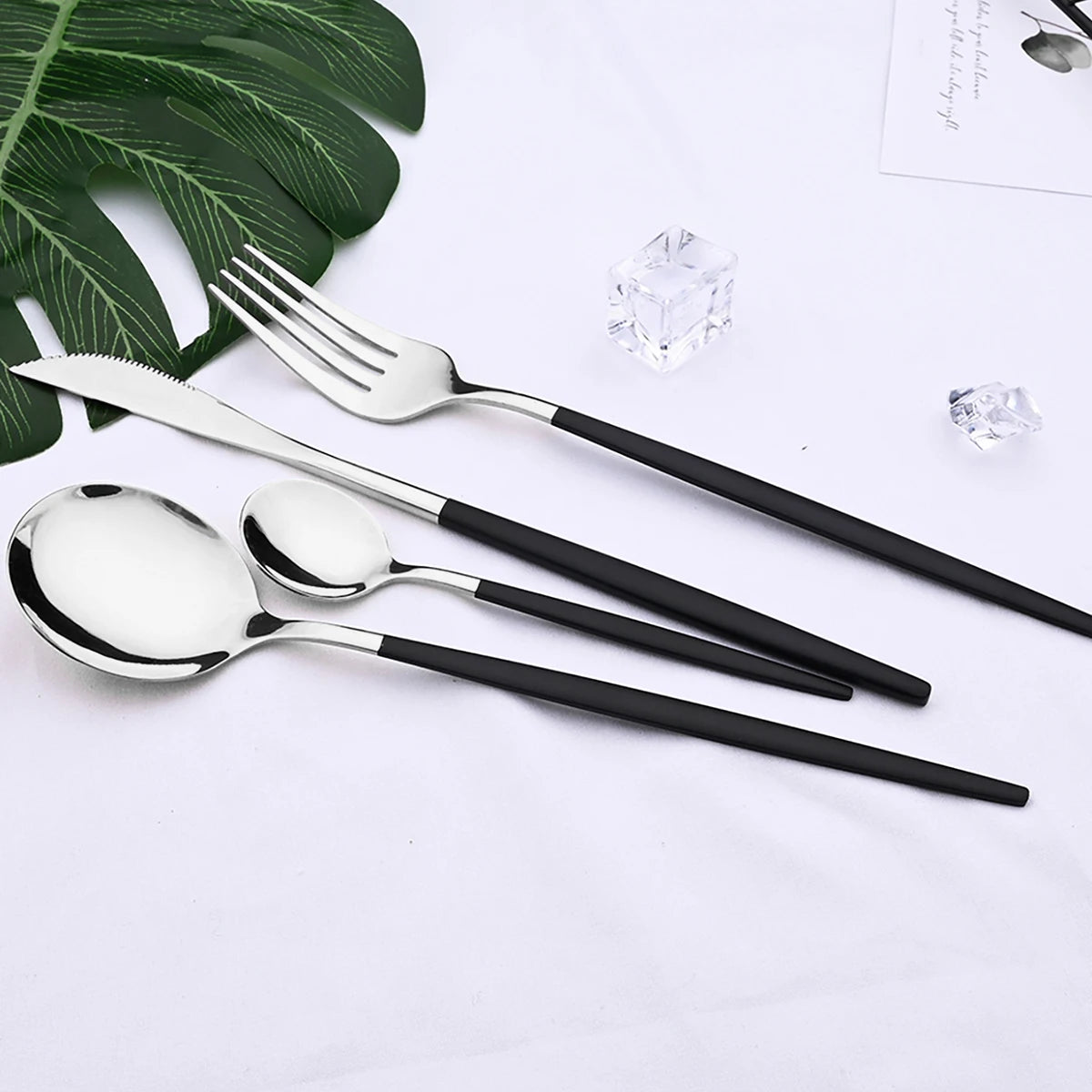 HELOTIC 12-delige Bestekset Zwart Goud Roestvrij Staal