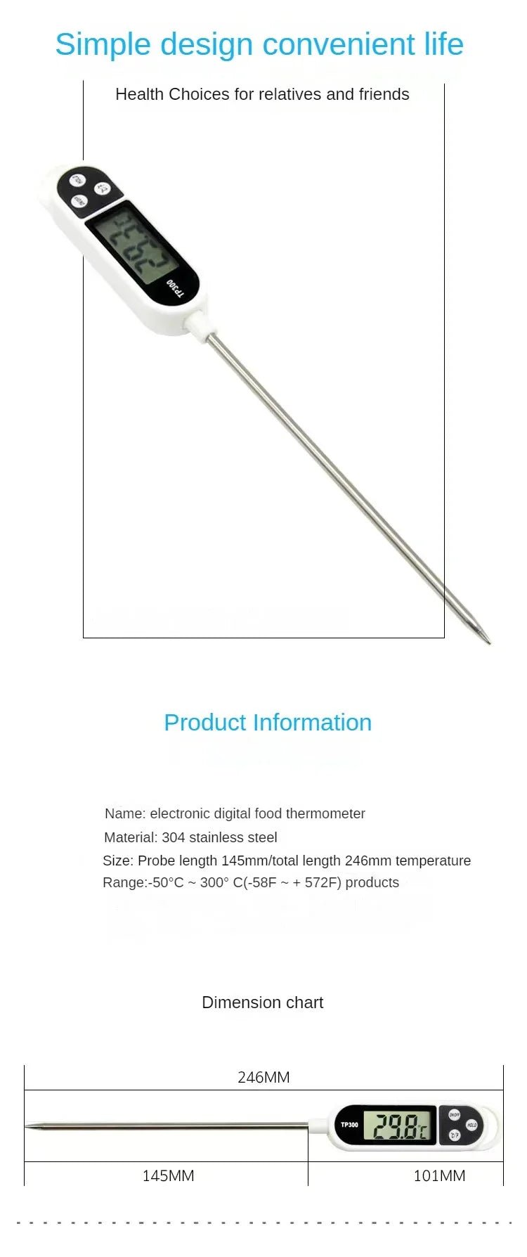 TP300 Digital Kitchen Meat Thermometer