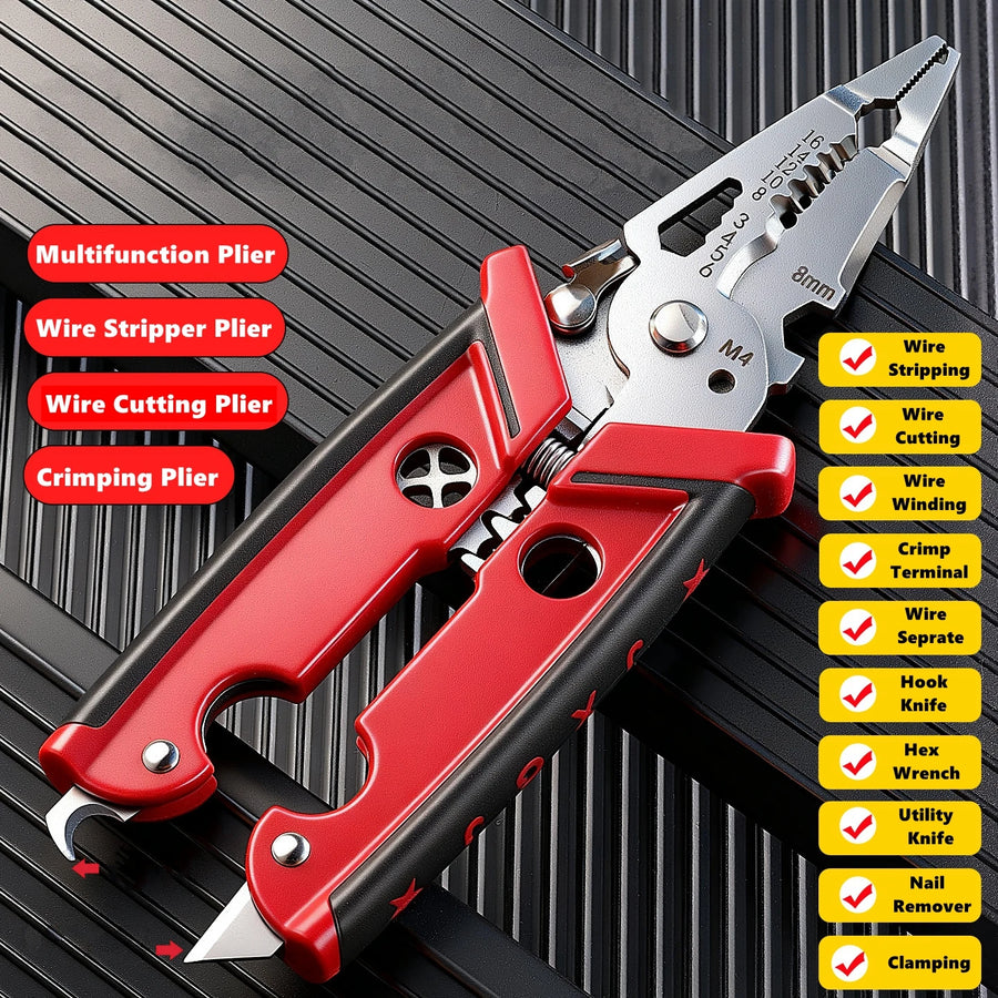 Elektricienstang 18-in-1 draadstripper knipper krimptang