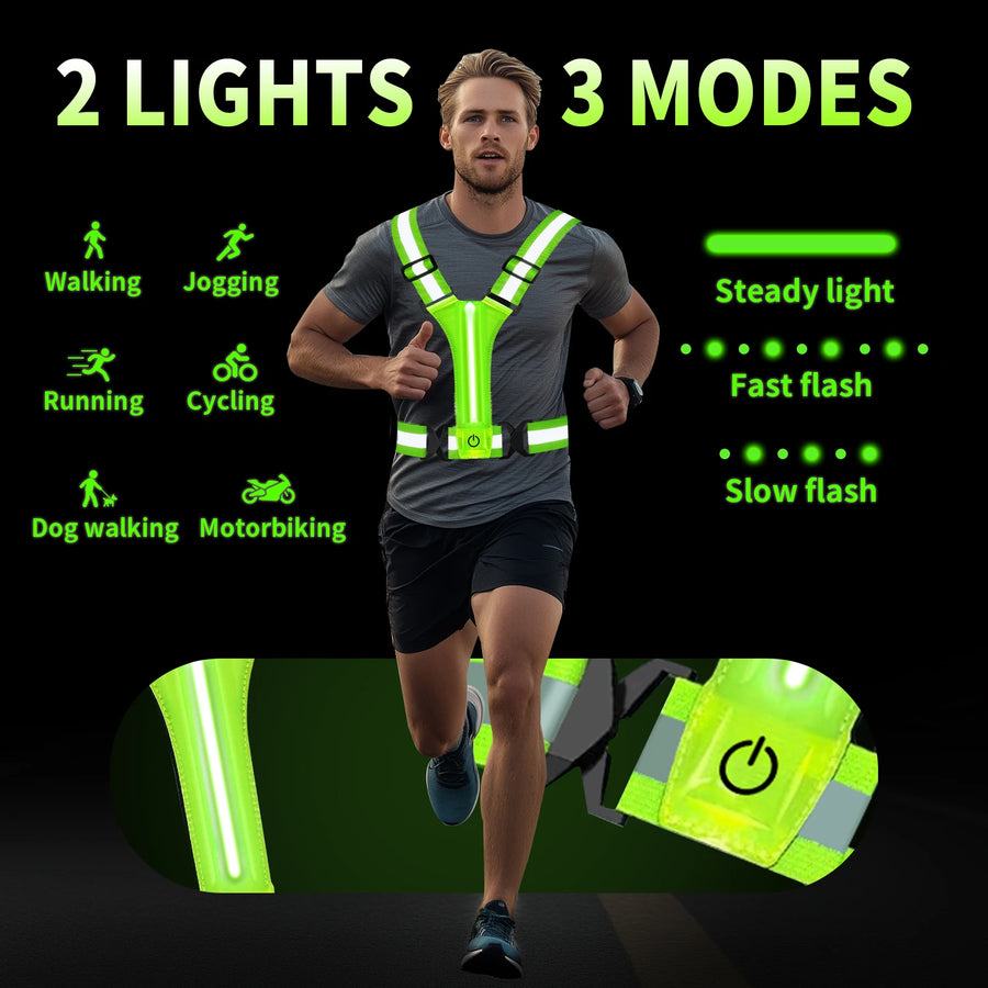 LED Safety Vest USB Rechargeable | High Visibility for Night Sports
