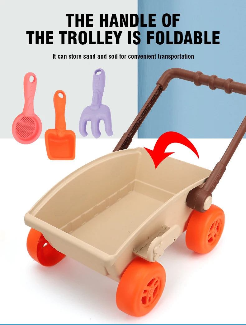 Beach playset with trolley for children 3-6 years