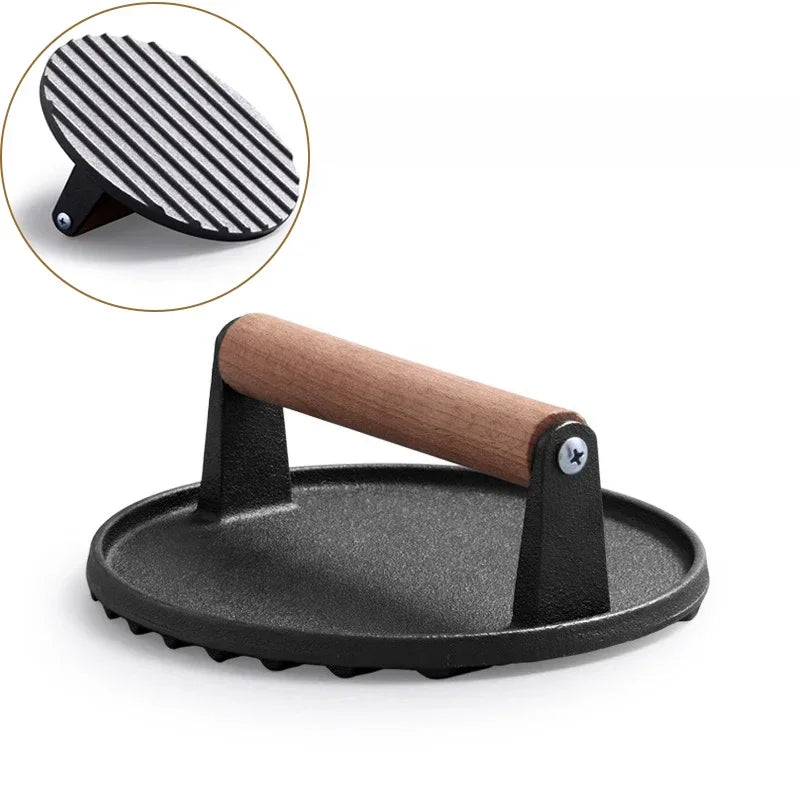 Rectangular Cast Iron Meat Press for Burgers and Steaks