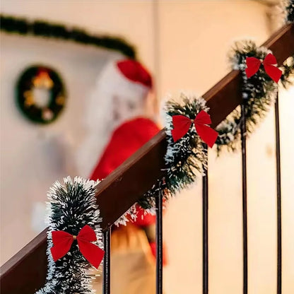Kerstslinger groen tinsel met strikjes