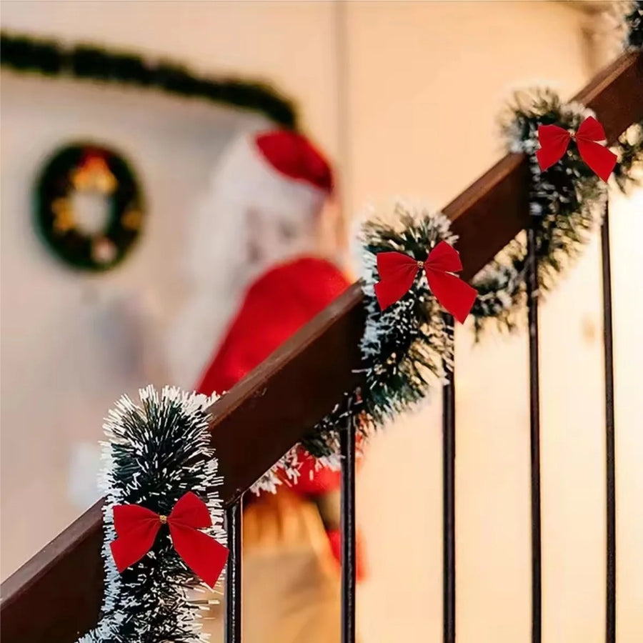 Kerstslinger groen tinsel met strikjes