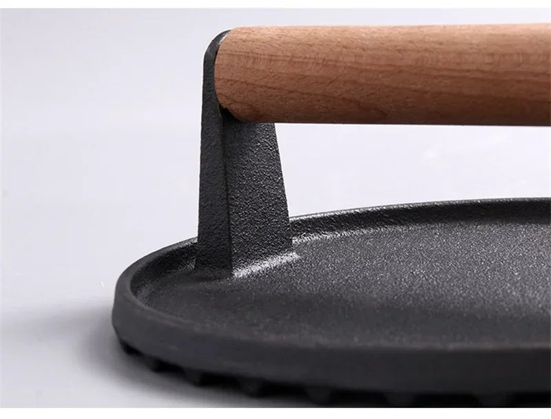 Rectangular Cast Iron Meat Press for Burgers and Steaks