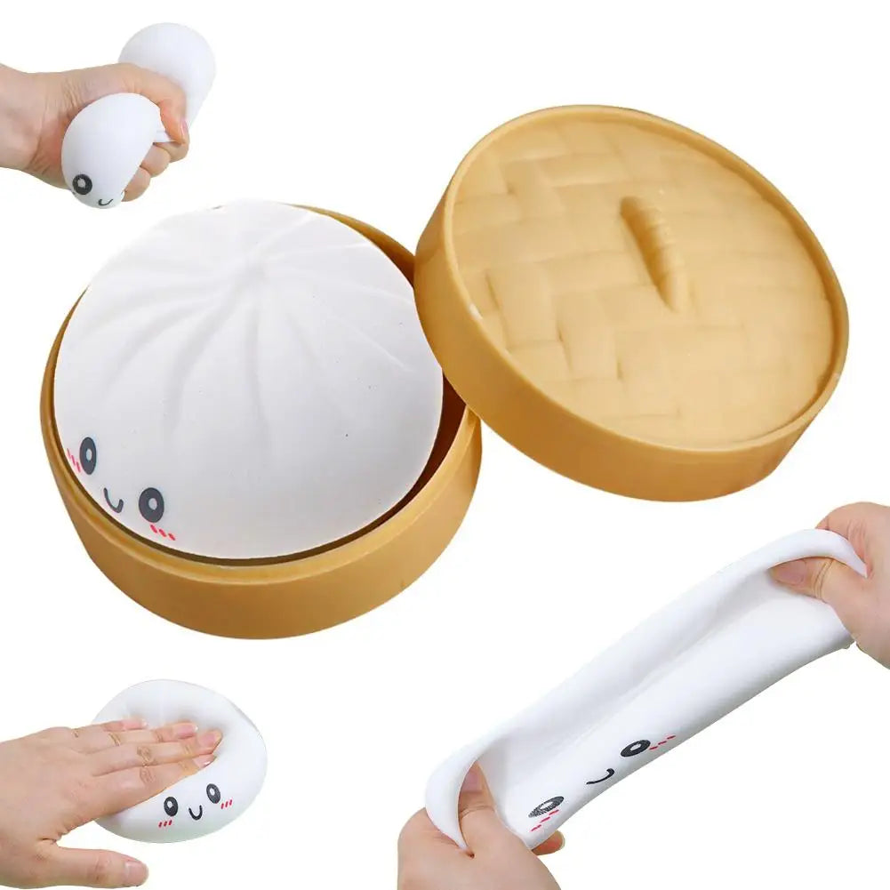Kleurrijke Dumpling Stressbal Fidget Toy met Stoommandje