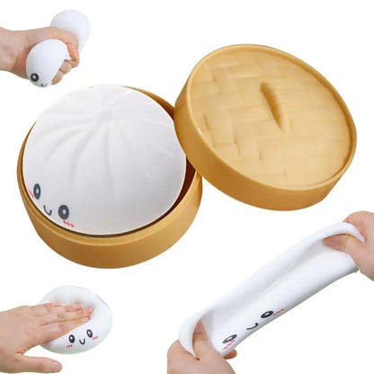 Kleurrijke Dumpling Stressbal Fidget Toy met Stoommandje