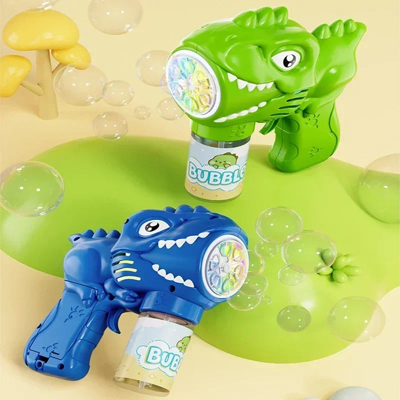 Dinosaurus bubbelmachine met licht 6 openingen